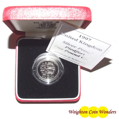 1997 Silver Proof PIEDFORT £1 - Click Image to Close